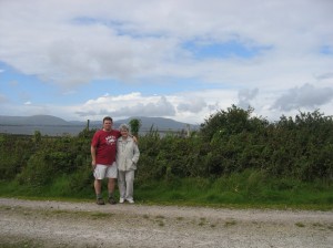 Freda and son Mike on their Irish road trip in search of Granny
