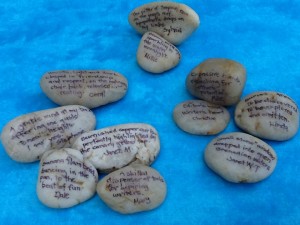 Small stones from the 2014 Grenada retreat.  Photo credit: Janet Weiss-Townsend